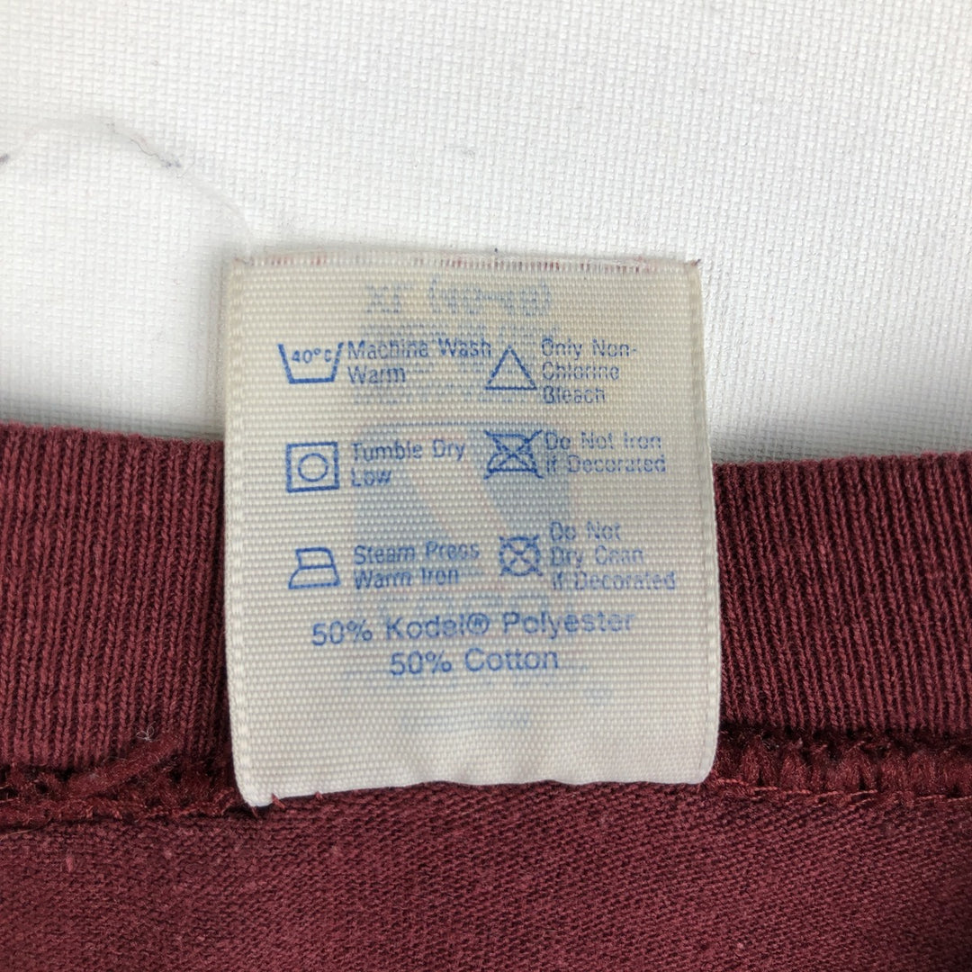 90'S Logo Seven Washington Redskins Sports Print T-Shirt, Made in USA, Men's XL equivalent, Vintage polyester wine-red Vintage Second Hand