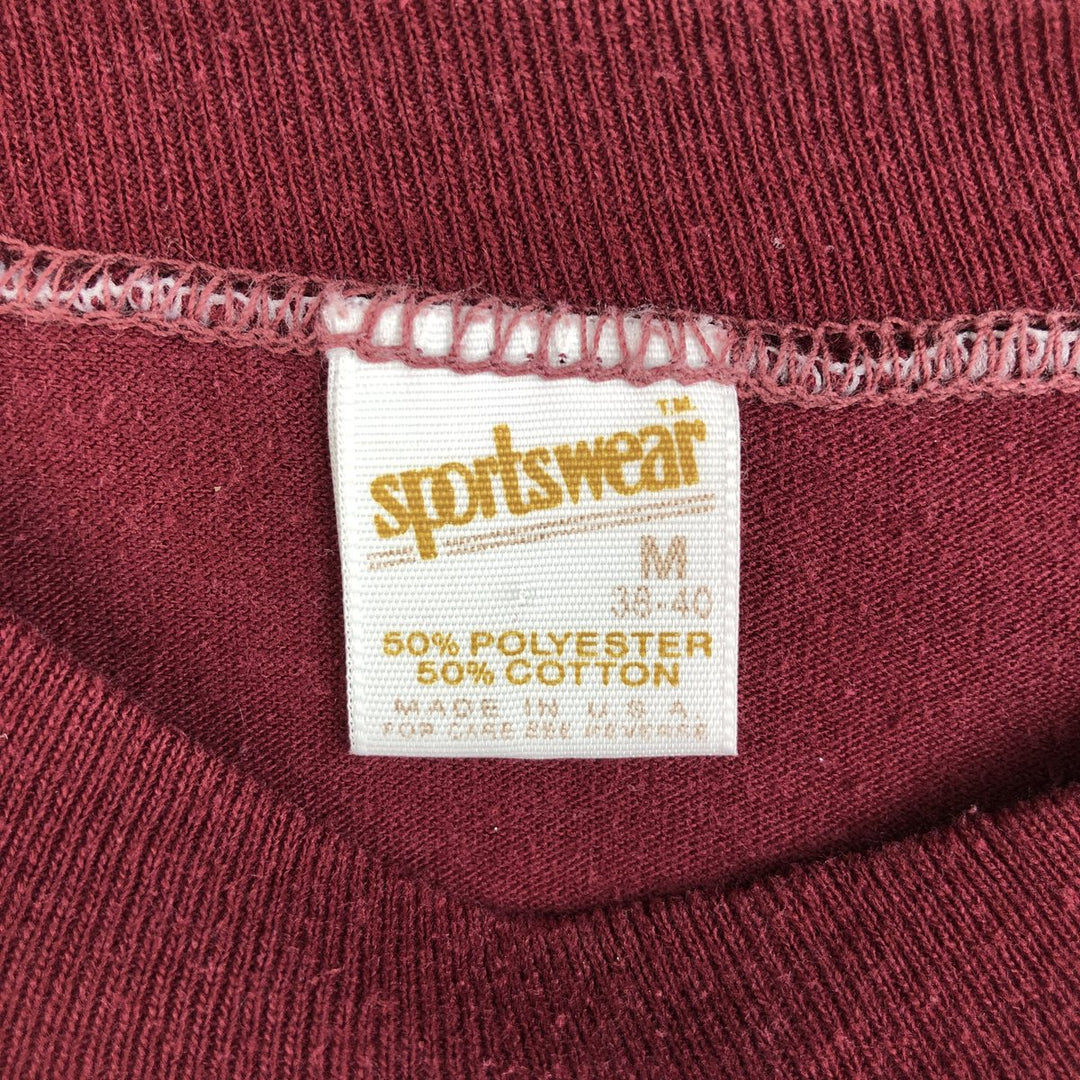 70s-80'S Sportswear College T-shirt, Made in USA, Men's Size M (approx.), Vintage polyester wine-red Vintage Second Hand