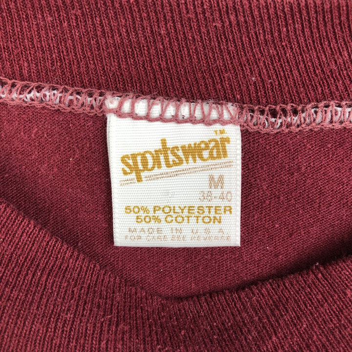 70s-80'S Sportswear College T-shirt, Made in USA, Men's Size M (approx.), Vintage polyester wine-red Vintage Second Hand