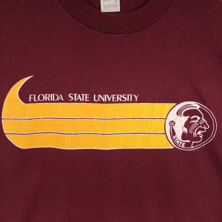 70s-80'S Sportswear College T-shirt, Made in USA, Men's Size M (approx.), Vintage polyester wine-red Vintage Second Hand
