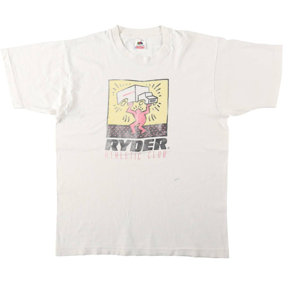 90'S Fruit of the Loom Keith Haring Art T-shirt, Made in USA, Men's Size L (approx.), Vintage cotton white type Vintage Second Hand