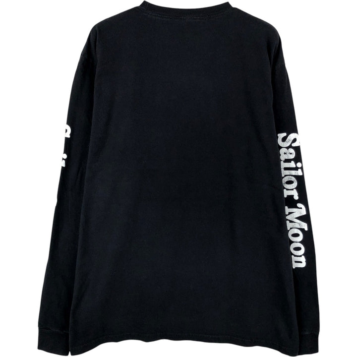 Sailor Moon Character Print Long-Sleeve T-Shirt (Men's Size L) cotton black type Vintage Second Hand