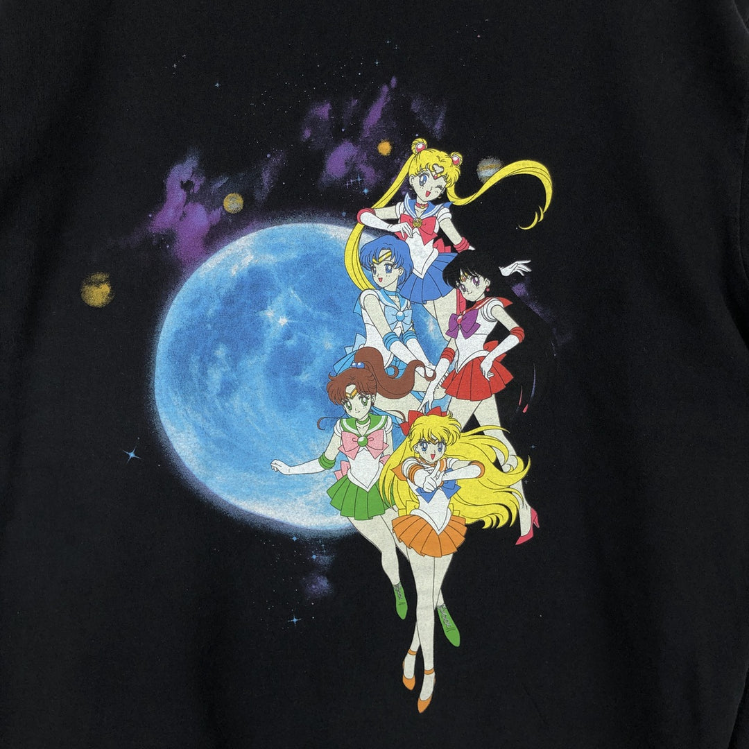 Sailor Moon Character Print Long-Sleeve T-Shirt (Men's Size L) cotton black type Vintage Second Hand