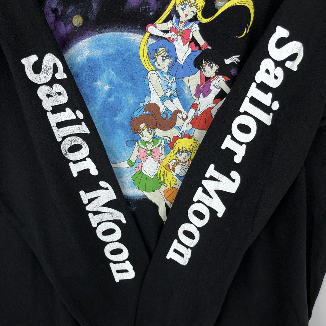 Sailor Moon Character Print Long-Sleeve T-Shirt (Men's Size L) cotton black type Vintage Second Hand