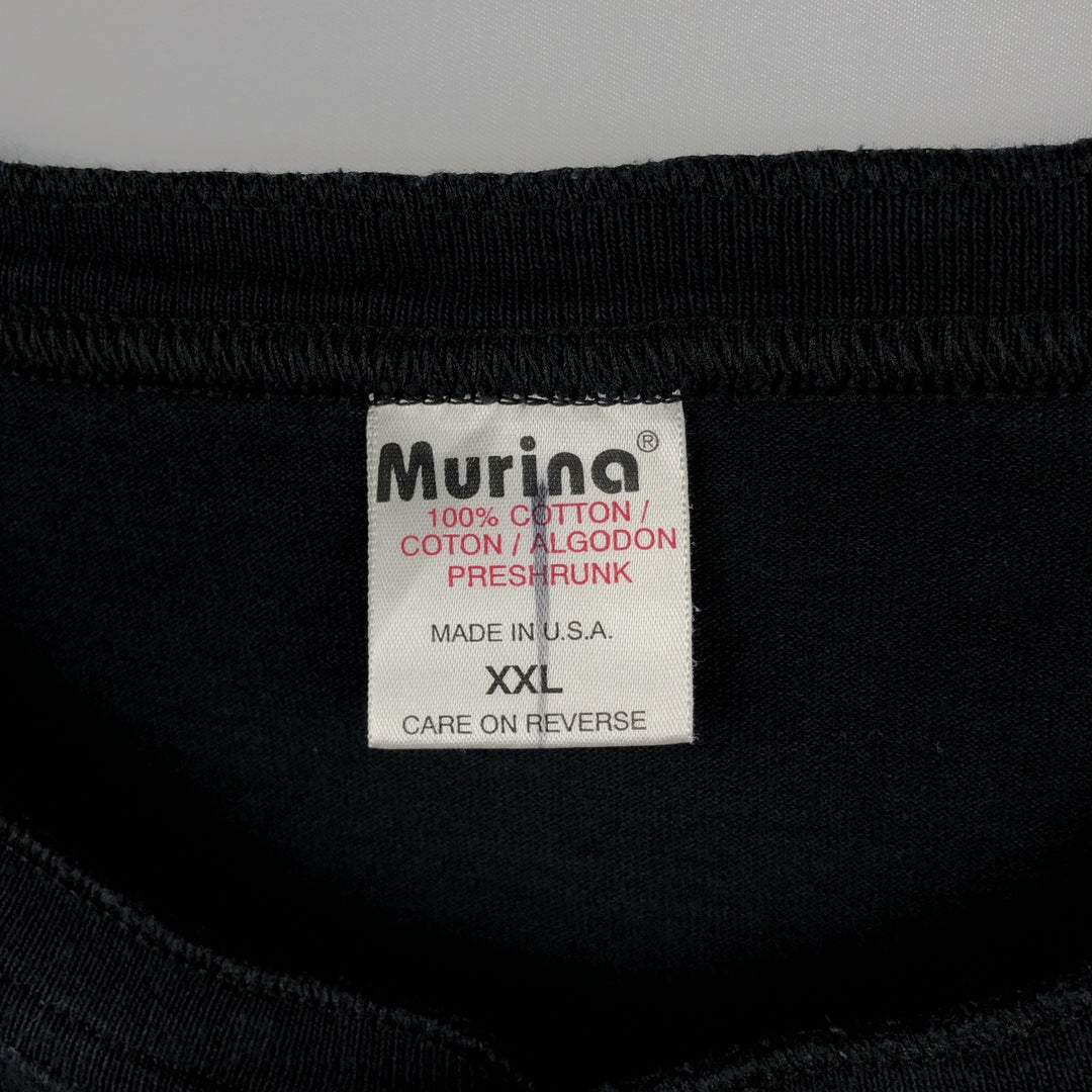 2000'S Murina Eagle Pattern Henley Neck Long-Sleeve T-Shirt, Made in USA, Men's XXL equivalent. cotton black type Vintage Second Hand
