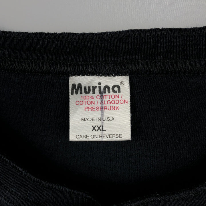 2000'S Murina Eagle Pattern Henley Neck Long-Sleeve T-Shirt, Made in USA, Men's XXL equivalent. cotton black type Vintage Second Hand