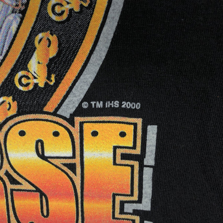 2000'S Murina Eagle Pattern Henley Neck Long-Sleeve T-Shirt, Made in USA, Men's XXL equivalent. cotton black type Vintage Second Hand