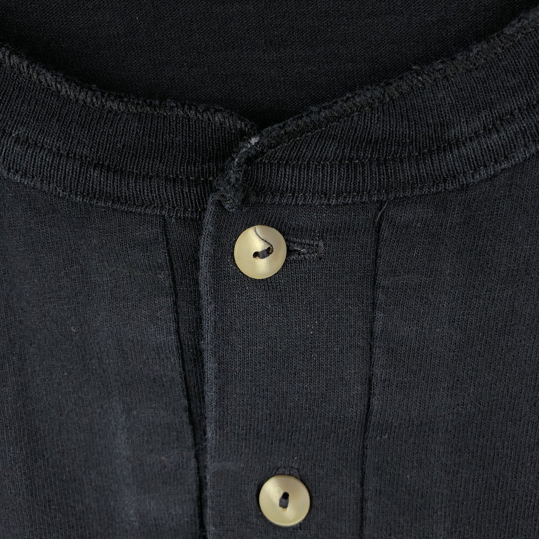 2000'S Murina Eagle Pattern Henley Neck Long-Sleeve T-Shirt, Made in USA, Men's XXL equivalent. cotton black type Vintage Second Hand