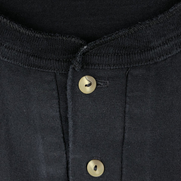 2000'S Murina Eagle Pattern Henley Neck Long-Sleeve T-Shirt, Made in USA, Men's XXL equivalent. cotton black type Vintage Second Hand