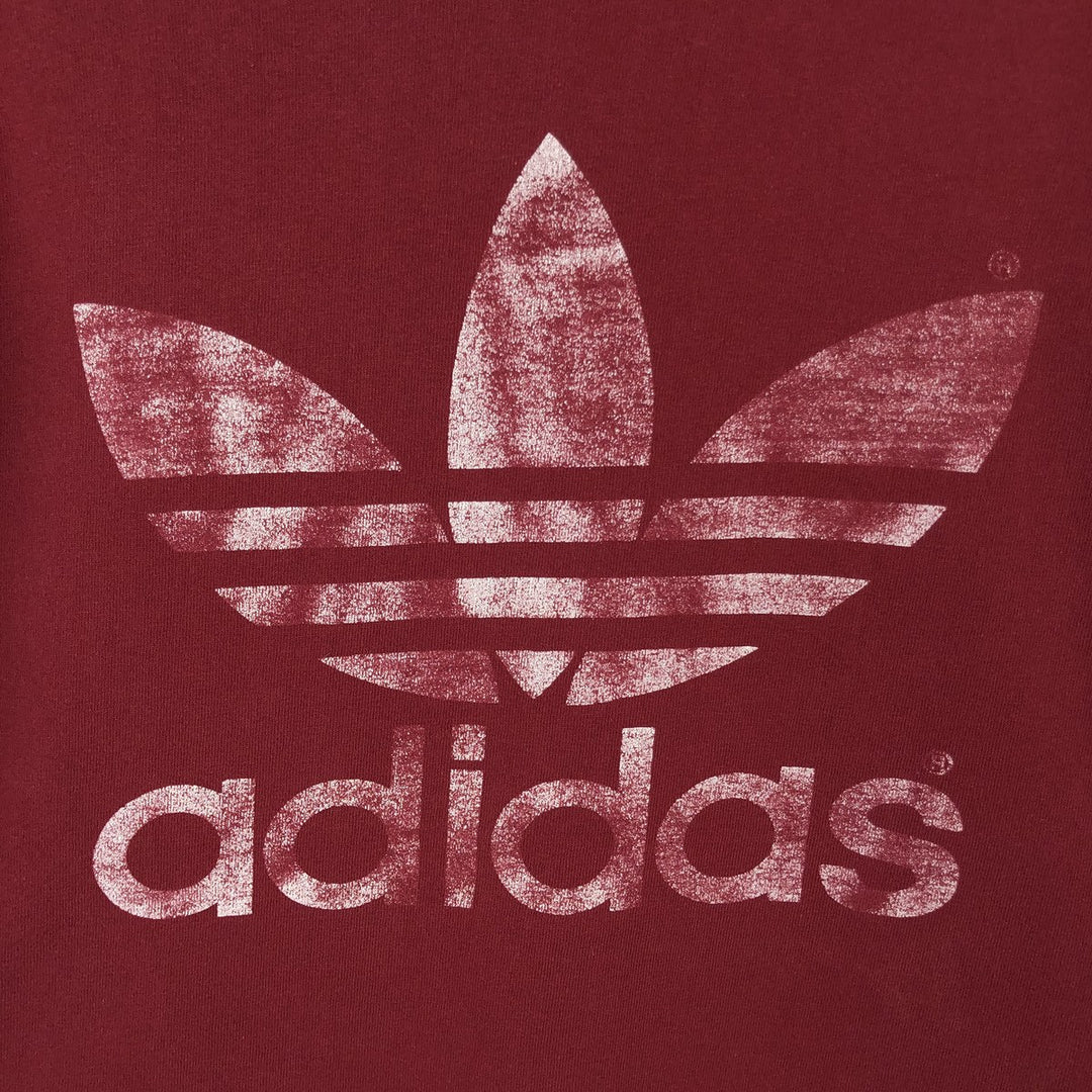 80'S Adidas Long-Sleeve T-Shirt, Made in USA, Men's Size M (Equivalent), Vintage cotton red type Vintage Second Hand