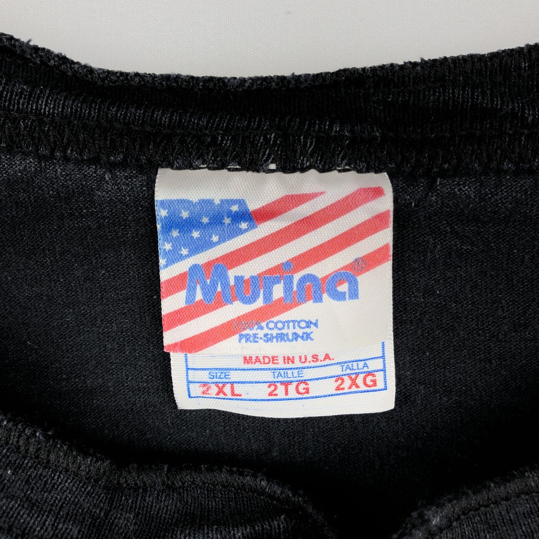 90s-00'S Murina Fire Pattern Henley Neck Long-Sleeve T-Shirt, Made in USA, Men's XXL Equivalent, Vintage cotton black type Vintage Second Hand