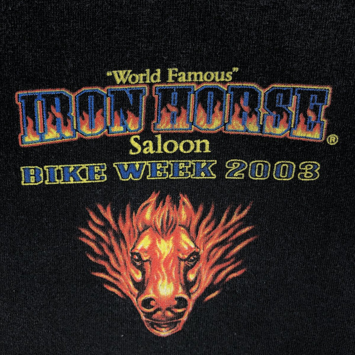 90s-00'S Murina Fire Pattern Henley Neck Long-Sleeve T-Shirt, Made in USA, Men's XXL Equivalent, Vintage cotton black type Vintage Second Hand