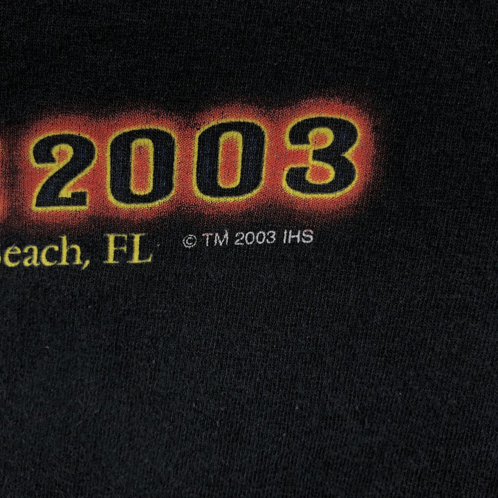 90s-00'S Murina Fire Pattern Henley Neck Long-Sleeve T-Shirt, Made in USA, Men's XXL Equivalent, Vintage cotton black type Vintage Second Hand