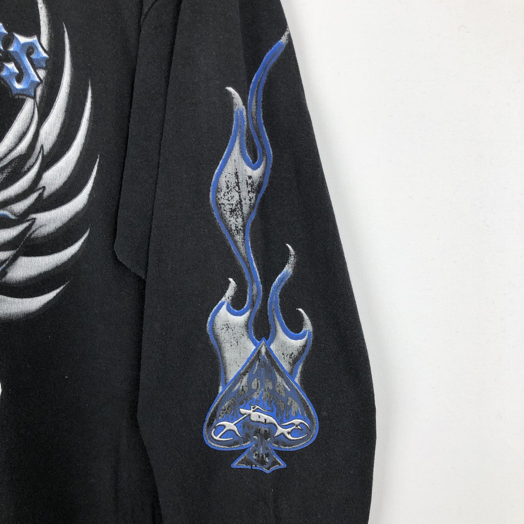 Delta Skull Wing Motorcycle Long-Sleeve T-Shirt (Men's Size M equivalent) Crew Neck cotton black type Vintage Second Hand