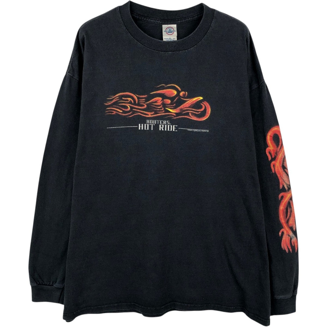 2000'S Delta Fire Pattern Long-Sleeve T-Shirt (Men's XXL equivalent) cotton black type Vintage Second Hand