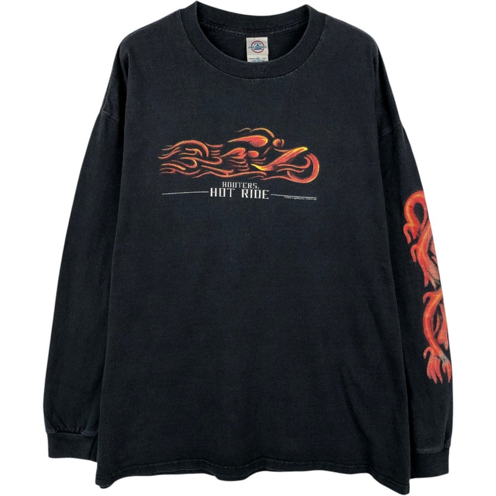 2000'S Delta Fire Pattern Long-Sleeve T-Shirt (Men's XXL equivalent) cotton black type Vintage Second Hand
