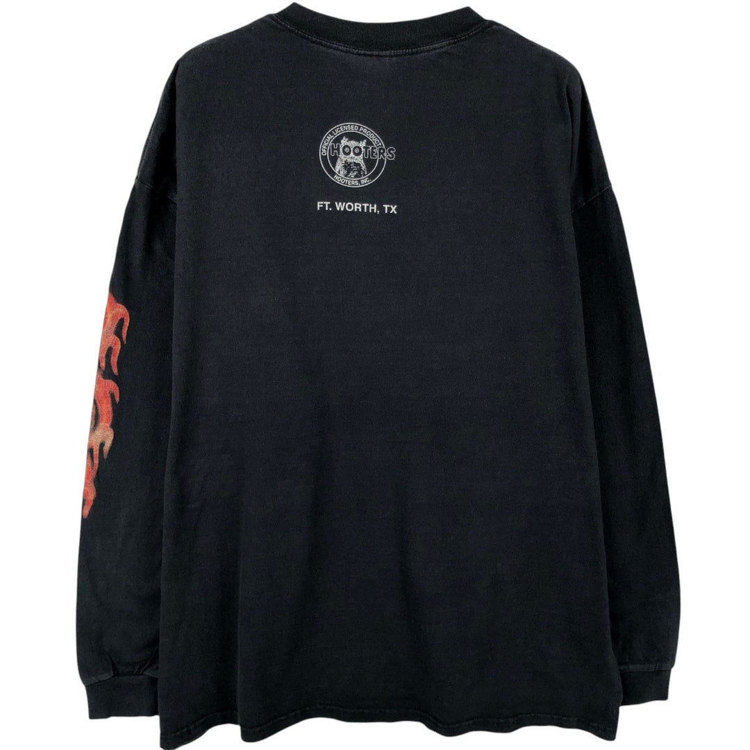 2000'S Delta Fire Pattern Long-Sleeve T-Shirt (Men's XXL equivalent) cotton black type Vintage Second Hand