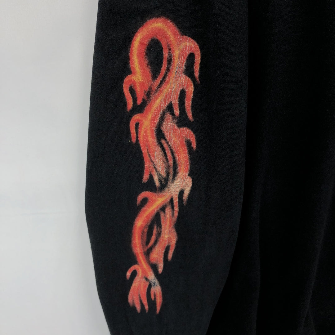 2000'S Delta Fire Pattern Long-Sleeve T-Shirt (Men's XXL equivalent) cotton black type Vintage Second Hand