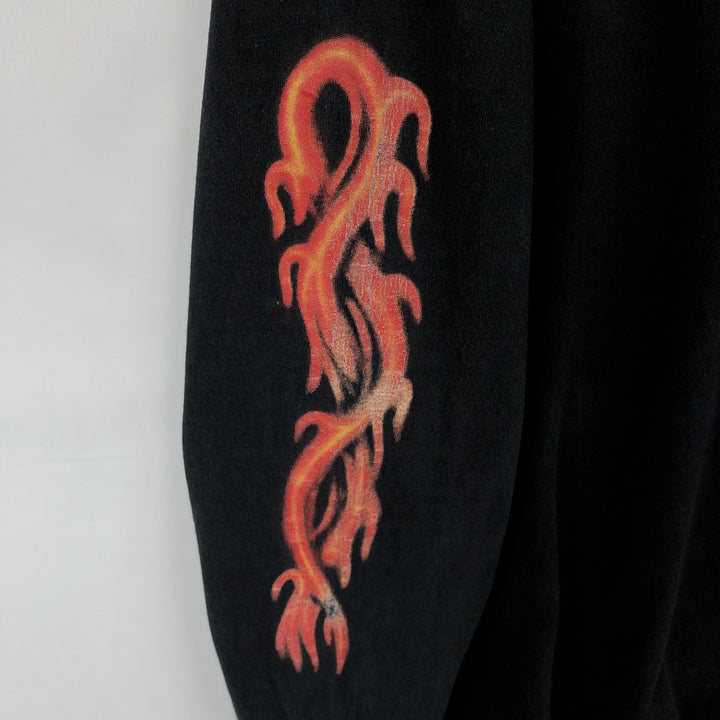 2000'S Delta Fire Pattern Long-Sleeve T-Shirt (Men's XXL equivalent) cotton black type Vintage Second Hand