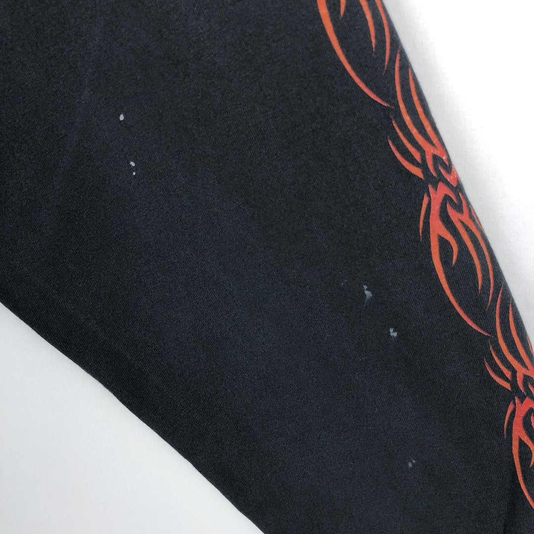 BIKER TRASH Skull Pattern Motorcycle Long-Sleeve T-Shirt (Men's XXL equivalent) cotton black type Vintage Second Hand
