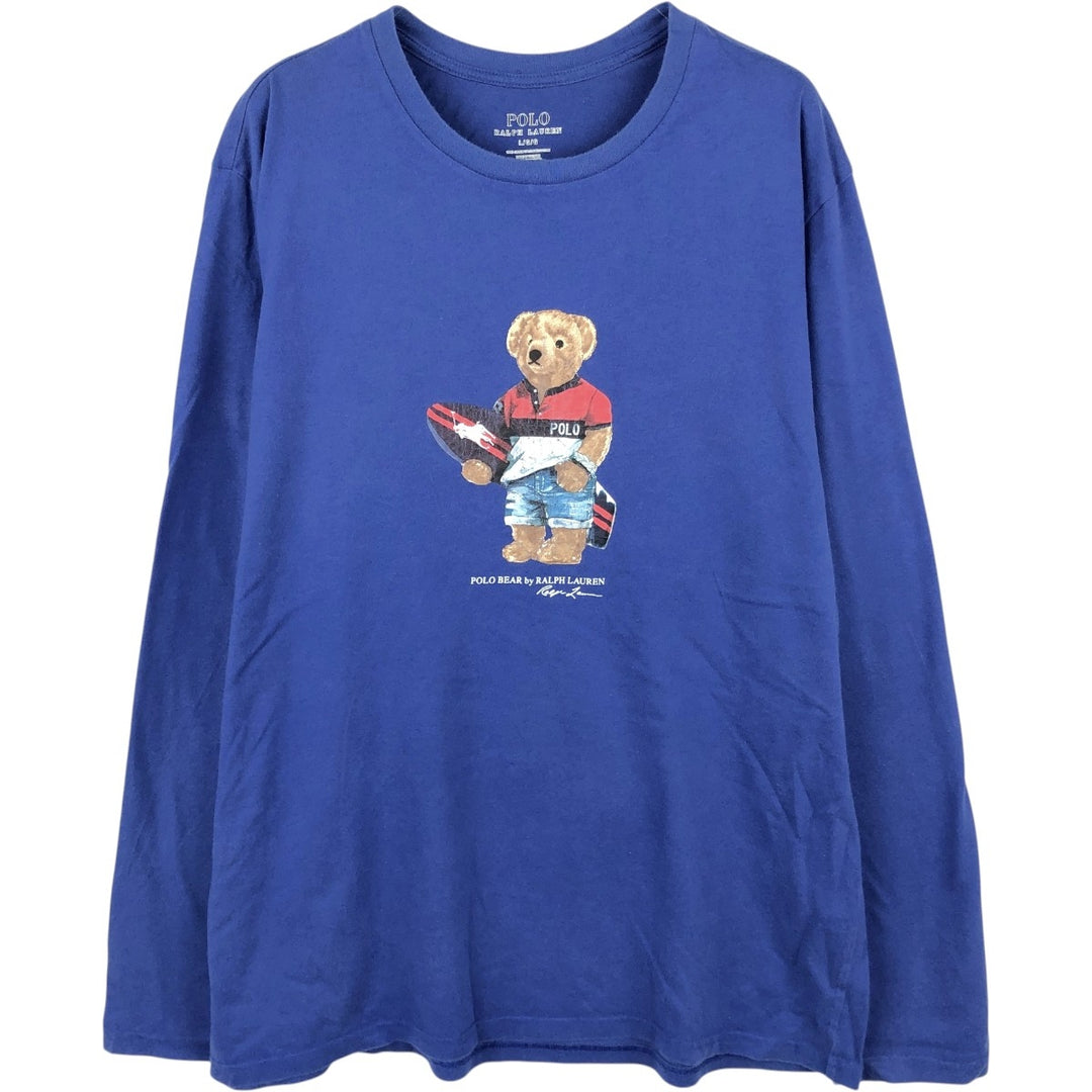 Ralph Lauren POLO RALPH LAUREN Polo Bear Long T-Shirt, Men's Size L cotton navy blue type Vintage Second Hand