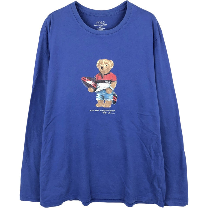 Ralph Lauren POLO RALPH LAUREN Polo Bear Long T-Shirt, Men's Size L cotton navy blue type Vintage Second Hand