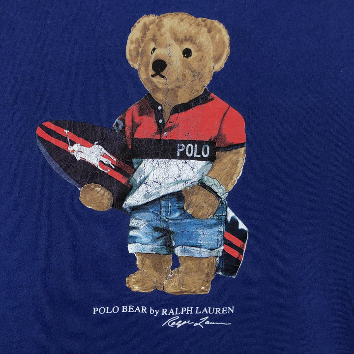 Ralph Lauren POLO RALPH LAUREN Polo Bear Long T-Shirt, Men's Size L cotton navy blue type Vintage Second Hand
