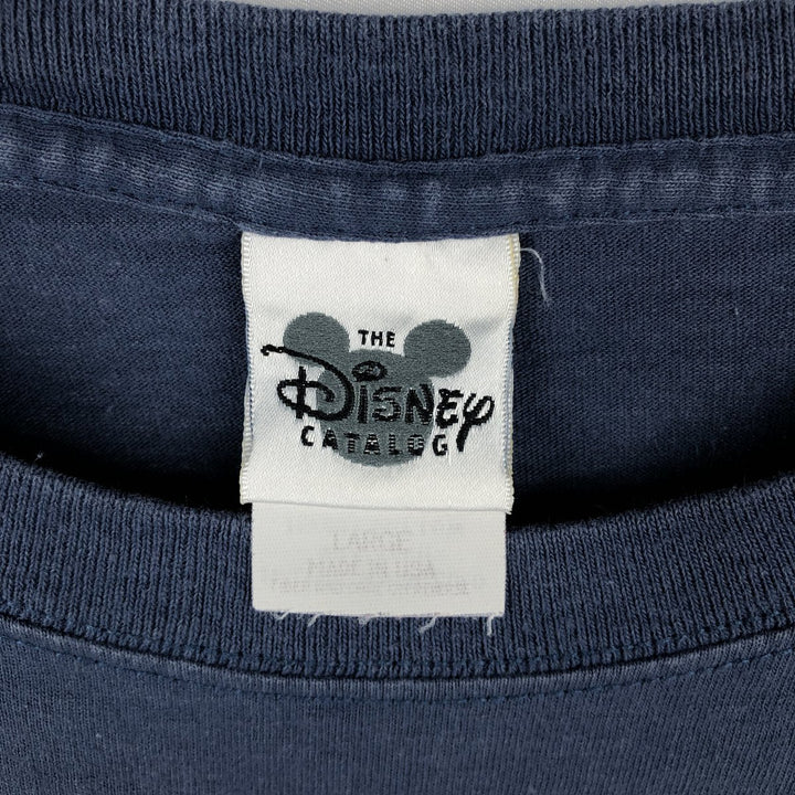 THE DISNEY CATALOG MICKEY MOUSE Mickey Mouse Character Print Long-Sleeve T-Shirt, Made in USA, Men's Size L cotton navy blue type Vintage Second Hand