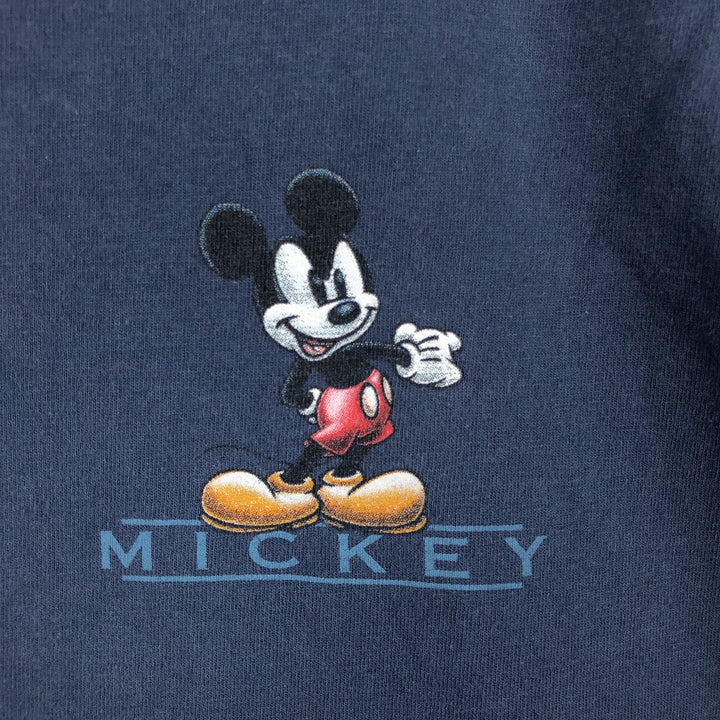 THE DISNEY CATALOG MICKEY MOUSE Mickey Mouse Character Print Long-Sleeve T-Shirt, Made in USA, Men's Size L cotton navy blue type Vintage Second Hand