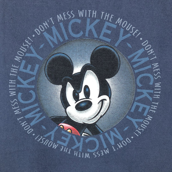 THE DISNEY CATALOG MICKEY MOUSE Mickey Mouse Character Print Long-Sleeve T-Shirt, Made in USA, Men's Size L cotton navy blue type Vintage Second Hand