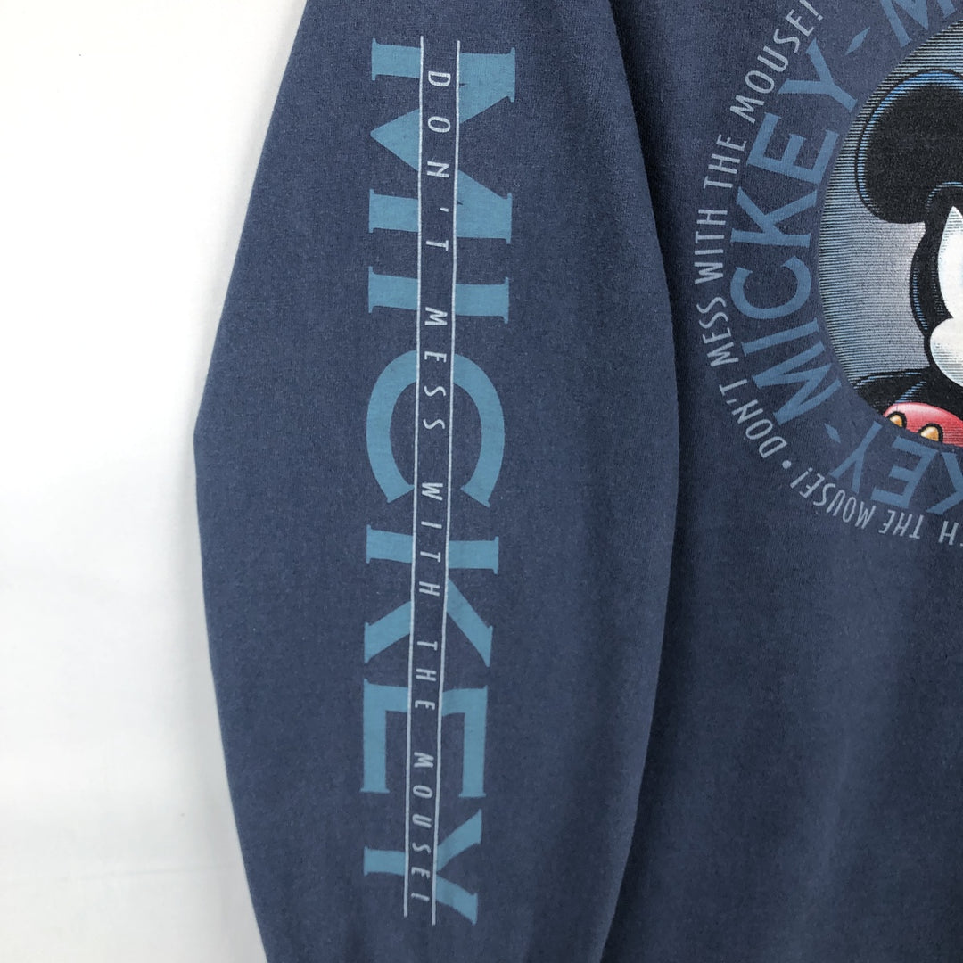THE DISNEY CATALOG MICKEY MOUSE Mickey Mouse Character Print Long-Sleeve T-Shirt, Made in USA, Men's Size L cotton navy blue type Vintage Second Hand