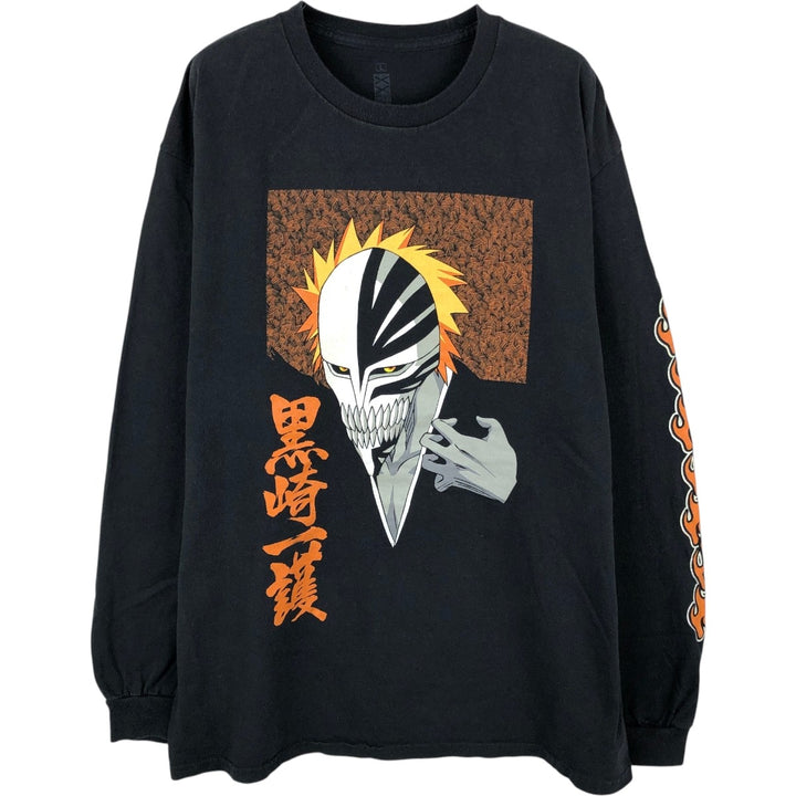 BLEACH Character Print Long-Sleeve T-Shirt (Men's Size L) cotton black type Vintage Second Hand