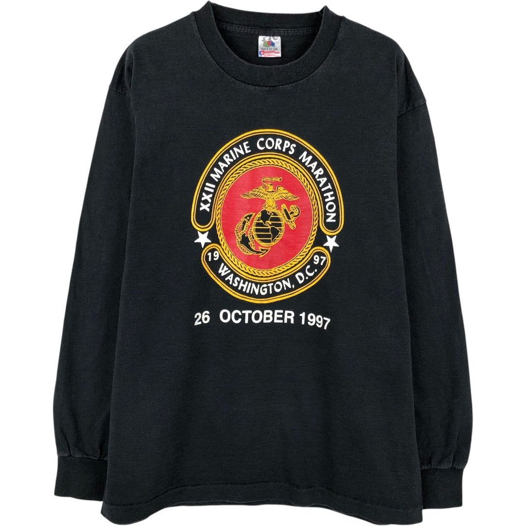 90'S Fruit of the Loom Long Sleeve T-Shirt, Made in USA, Men's Size L, Vintage cotton black type Vintage Second Hand