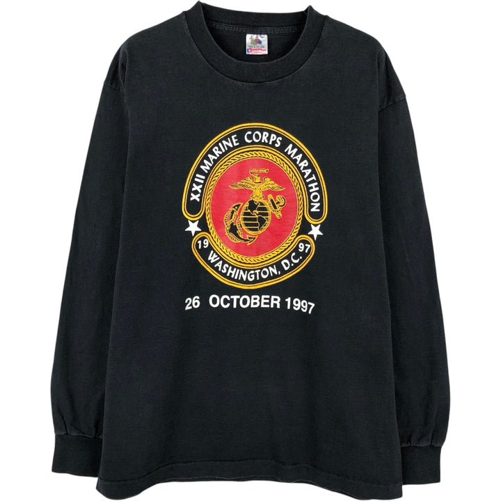 90'S Fruit of the Loom Long Sleeve T-Shirt, Made in USA, Men's Size L, Vintage cotton black type Vintage Second Hand
