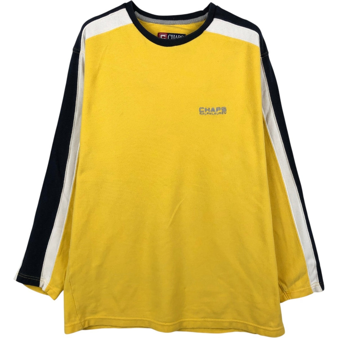Ralph Lauren CHAPS Long-Sleeve T-Shirt (Men's Size M) cotton yellow type Vintage Second Hand