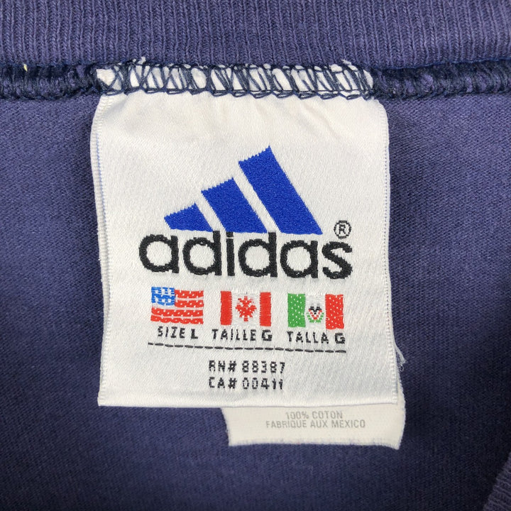 90s-00'S Adidas long-sleeved T-shirt, men's size L (approx.) cotton navy blue type Vintage Second Hand