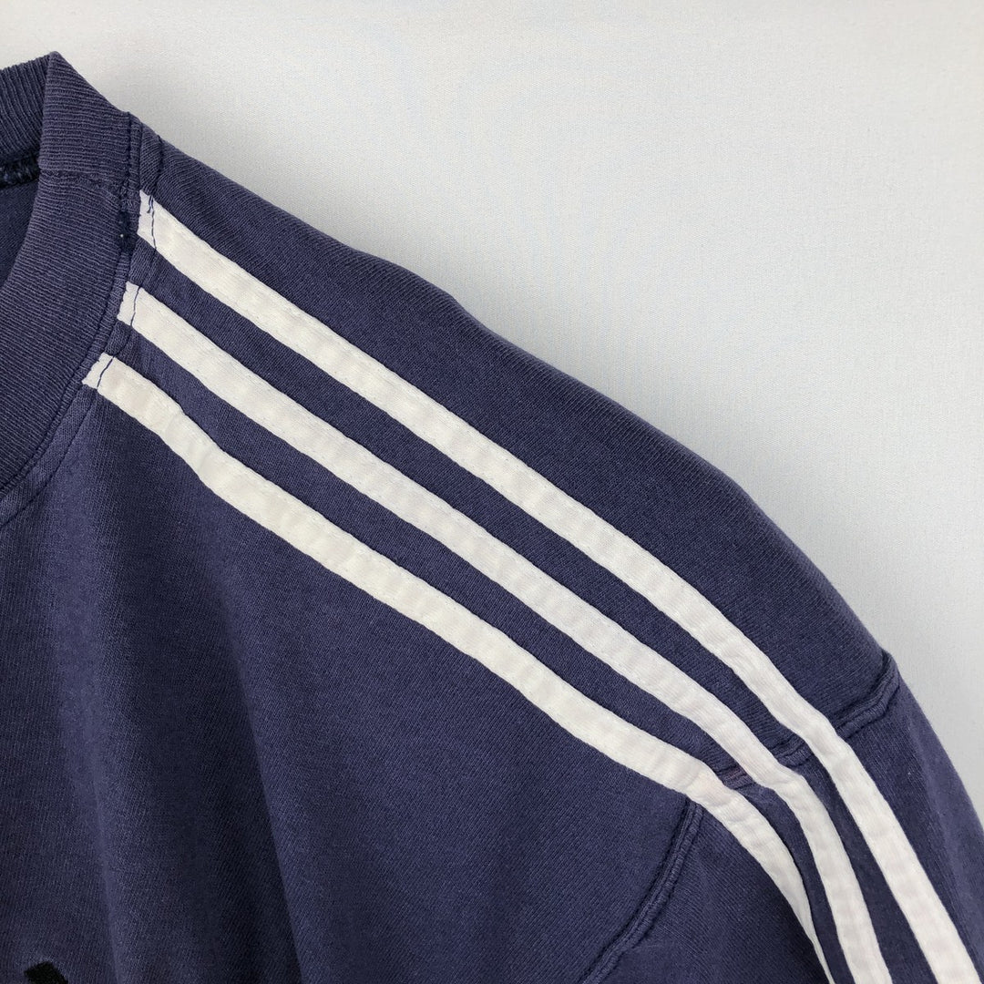 90s-00'S Adidas long-sleeved T-shirt, men's size L (approx.) cotton navy blue type Vintage Second Hand