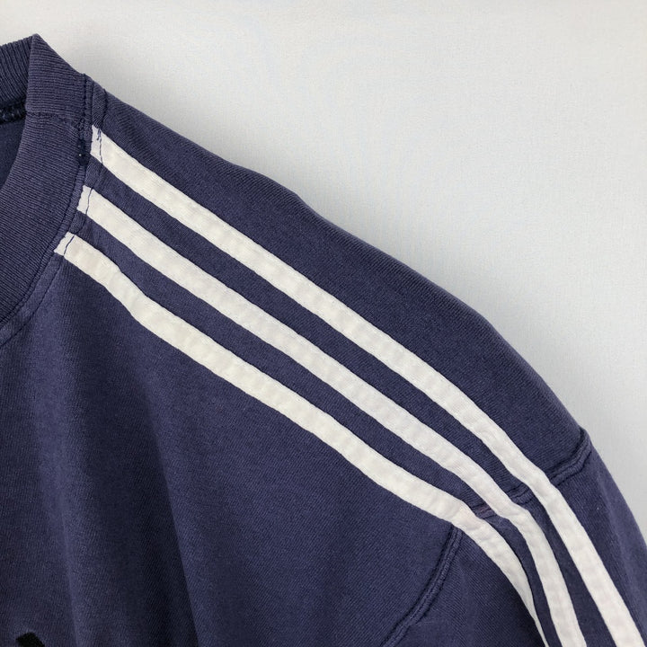 90s-00'S Adidas long-sleeved T-shirt, men's size L (approx.) cotton navy blue type Vintage Second Hand