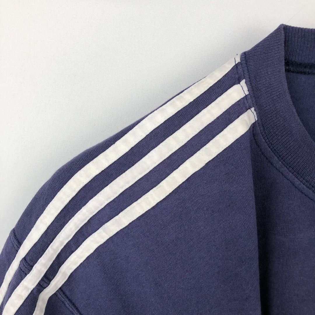 90s-00'S Adidas long-sleeved T-shirt, men's size L (approx.) cotton navy blue type Vintage Second Hand