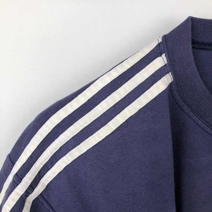 90s-00'S Adidas long-sleeved T-shirt, men's size L (approx.) cotton navy blue type Vintage Second Hand