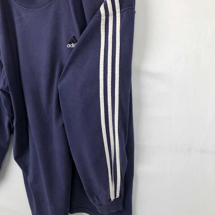 90s-00'S Adidas long-sleeved T-shirt, men's size L (approx.) cotton navy blue type Vintage Second Hand