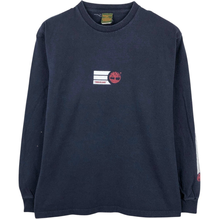 90s-00'S Timberland Long-Sleeve T-Shirt, Made in USA, Men's Size XS (Equivalent), Vintage cotton navy blue type Vintage Second Hand