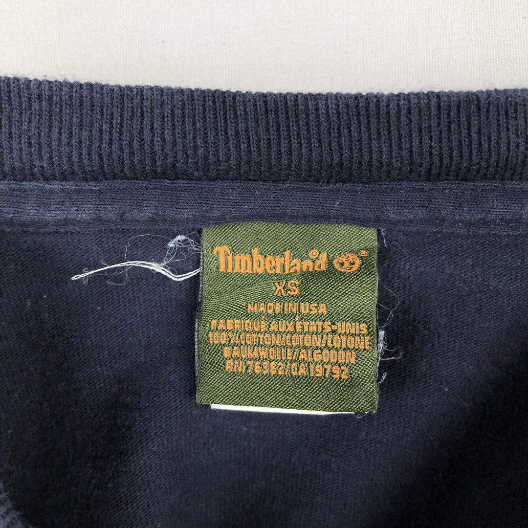 90s-00'S Timberland Long-Sleeve T-Shirt, Made in USA, Men's Size XS (Equivalent), Vintage cotton navy blue type Vintage Second Hand