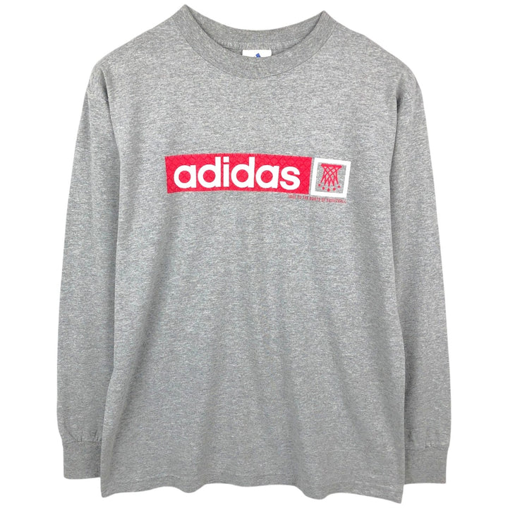 90s-00'S Adidas Long-Sleeve T-Shirt, Made in USA, Men's Size M (approx.) cotton gray type Vintage Second Hand
