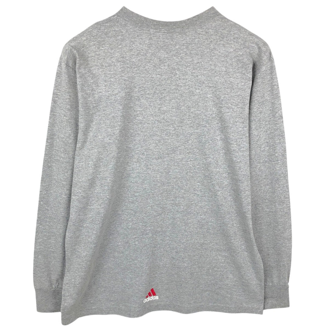 90s-00'S Adidas Long-Sleeve T-Shirt, Made in USA, Men's Size M (approx.) cotton gray type Vintage Second Hand
