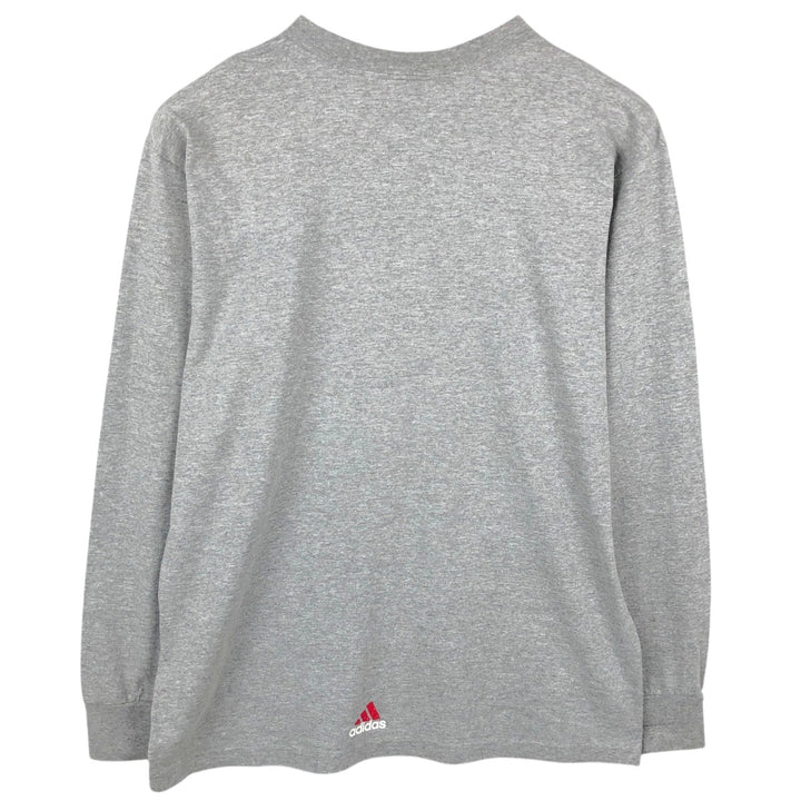 90s-00'S Adidas Long-Sleeve T-Shirt, Made in USA, Men's Size M (approx.) cotton gray type Vintage Second Hand