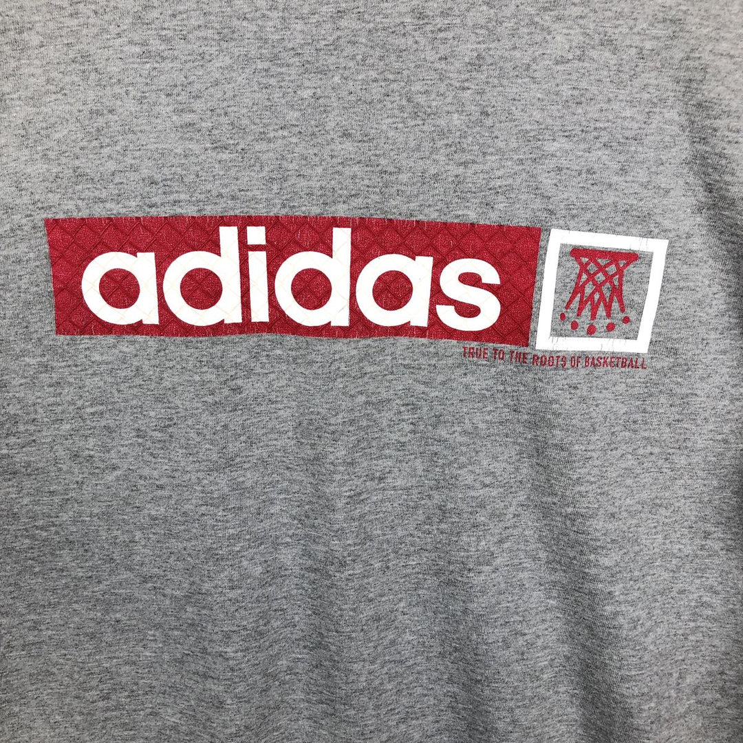 90s-00'S Adidas Long-Sleeve T-Shirt, Made in USA, Men's Size M (approx.) cotton gray type Vintage Second Hand