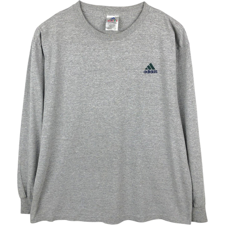 90s-00'S Adidas Long-Sleeve T-Shirt, Made in USA, Men's Size L (approx.) cotton gray type Vintage Second Hand