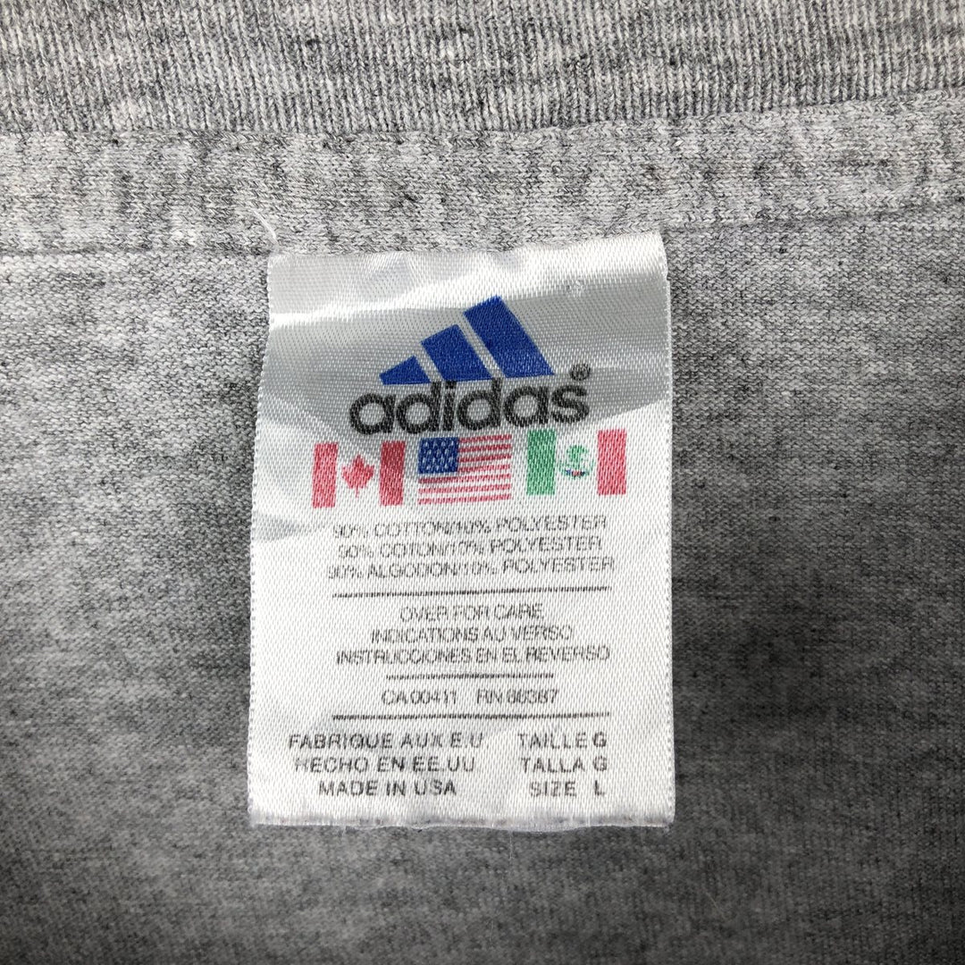 90s-00'S Adidas Long-Sleeve T-Shirt, Made in USA, Men's Size L (approx.) cotton gray type Vintage Second Hand
