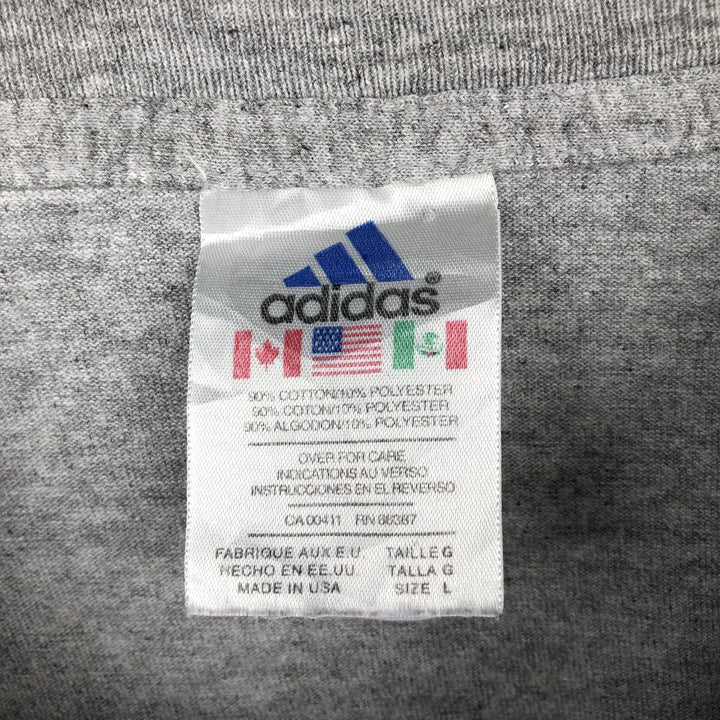 90s-00'S Adidas Long-Sleeve T-Shirt, Made in USA, Men's Size L (approx.) cotton gray type Vintage Second Hand